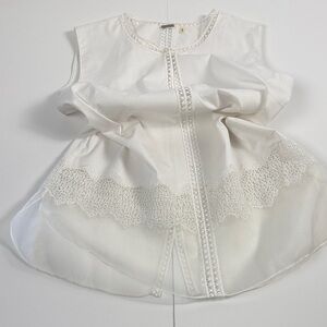 Elie Tahari White Lace Detail Top